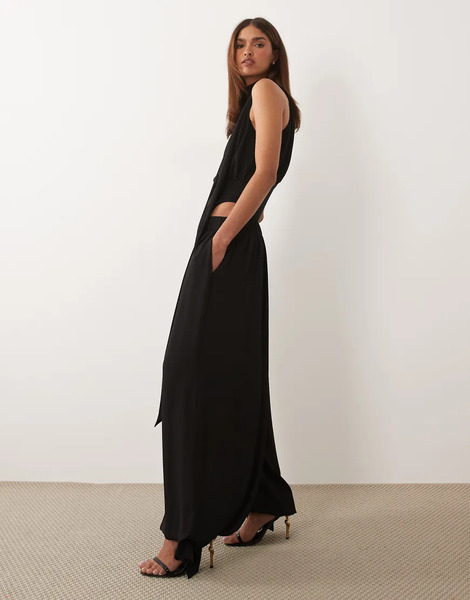  Asos X The Sourced Collection Balloon Pants In Black Chiffon 