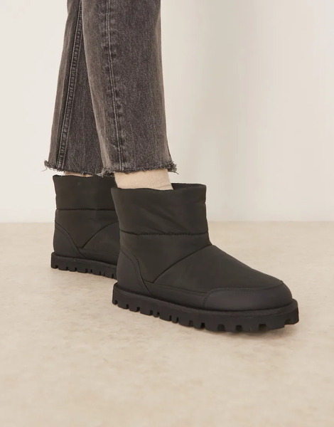  Asos Design Audrey Nylon Snow Boot In Black 