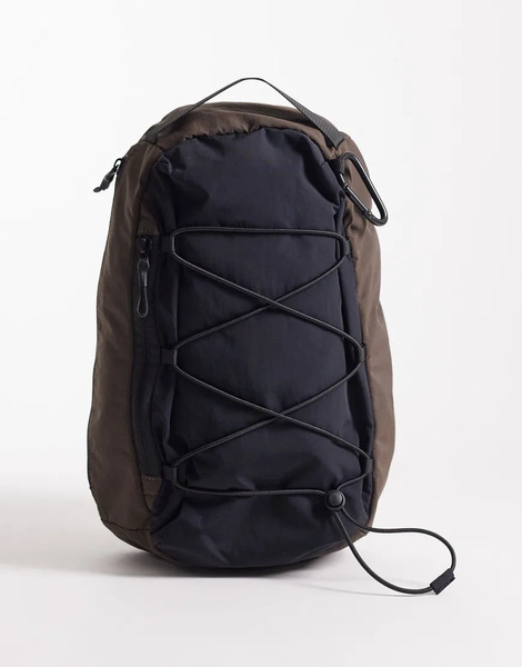  Asos Design Backpack With Drawstring Detail In Black 