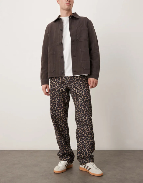  Asos Design Baggy Jeans In Leopard Print Multi 