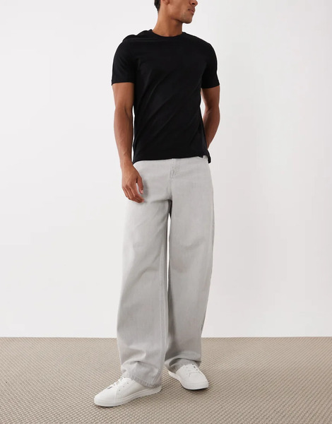  Asos Design Baggy Jeans In Light Grey 