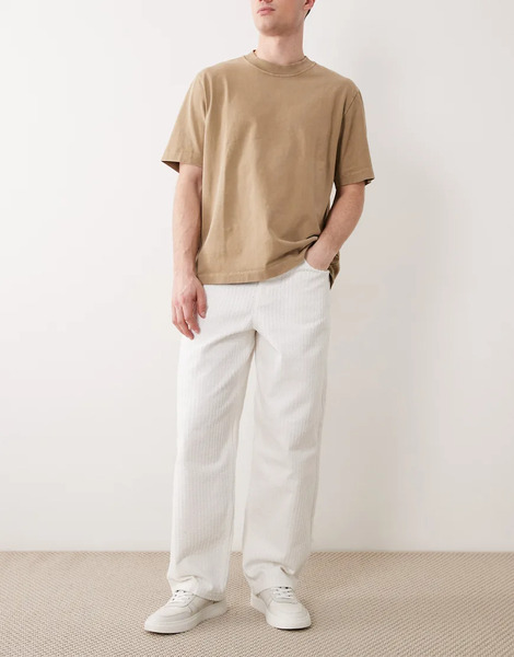  Asos Design Baggy Textured Jeans In White 