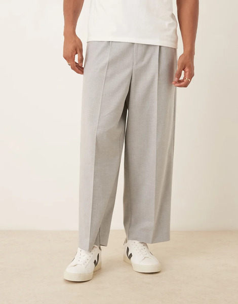  Asos Design Barrel Suit Trousers In Grey 
