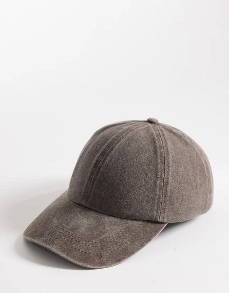  Asos Design Baseball Cap In Washed Brown 