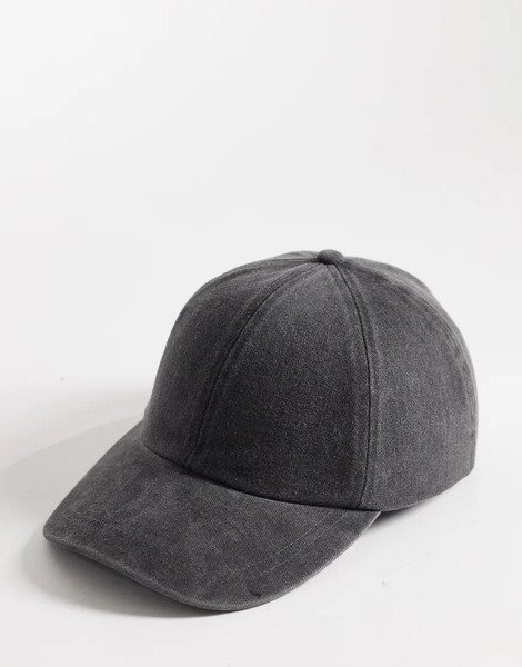  Asos Design Baseball Cap In Washed Charcoal Grey 