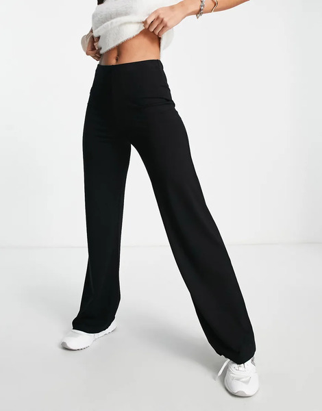  Asos Design Basic Wide Leg Jersey Trouser In Black 