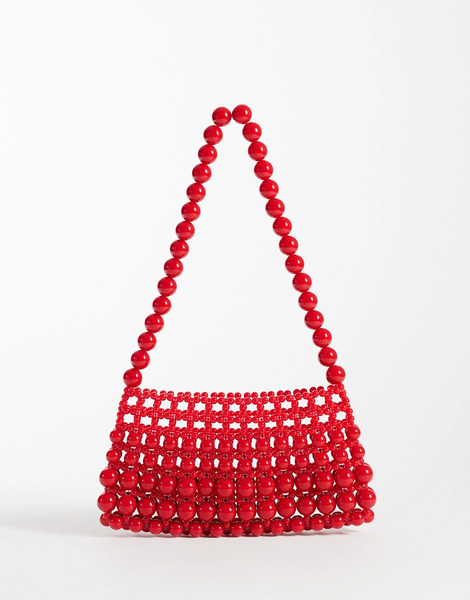  Asos Design Beaded Clutch Bag In Red 