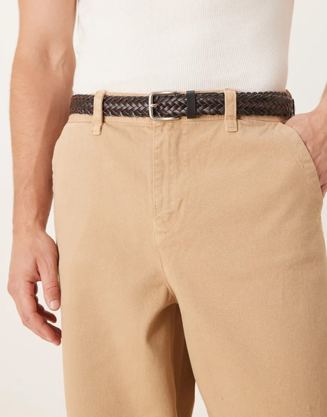  Asos Design Bonded Woven Leather Belt In Black 