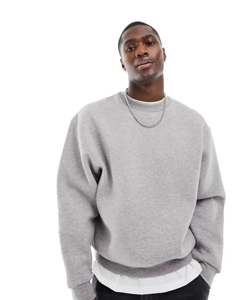  Asos Design Boxy Oversized Sweatshirt In Grey Marl 
