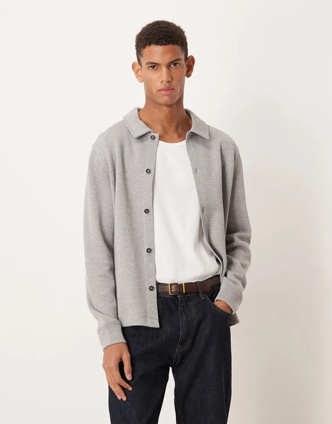  Asos Design Button Through Shacket In Grey Marl 