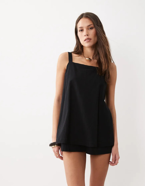  Asos Design Cami Short Playsuit In Black 