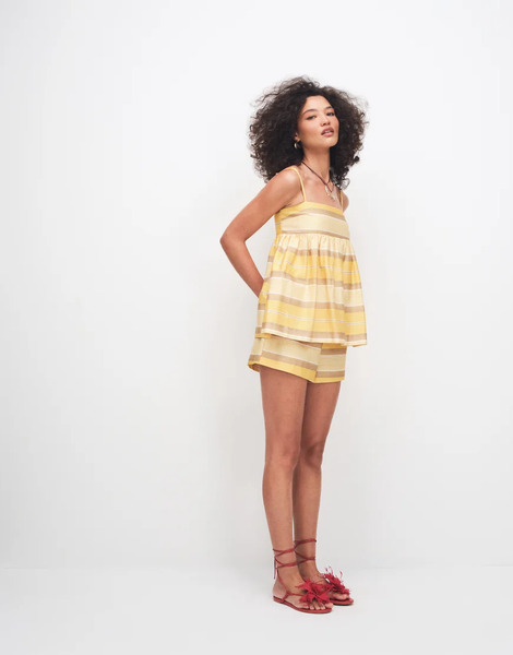  Asos Design Cami Smock Playsuit In Yellow Stripe 