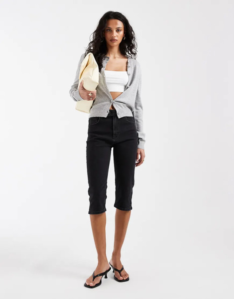  Asos Design Capri Jean With Front Pockets In Black 