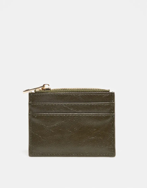  Asos Design Card Holder In Olive Multi 