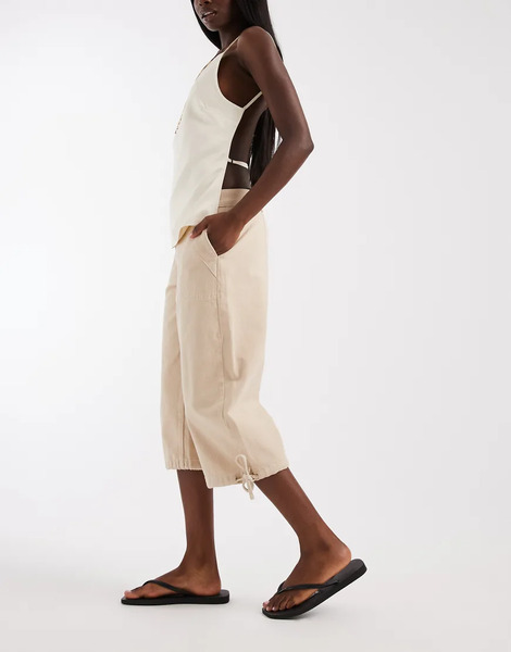 Asos Design Cargo Capris In Neutral 