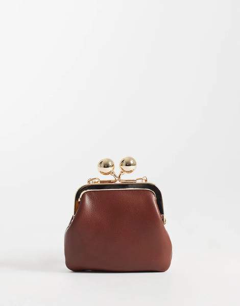  Asos Design Charm Pouch In Tan Brown 