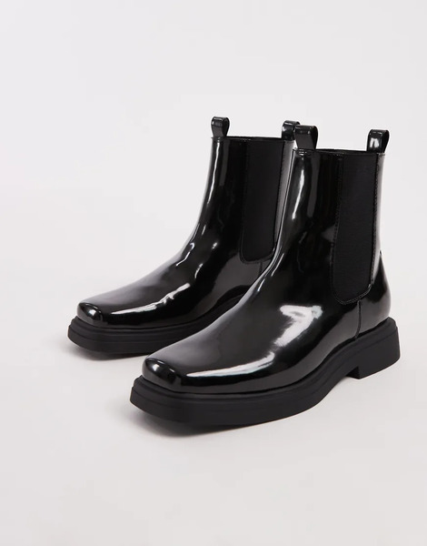  Asos Design Chelsea Boot With Square Toe In Black 