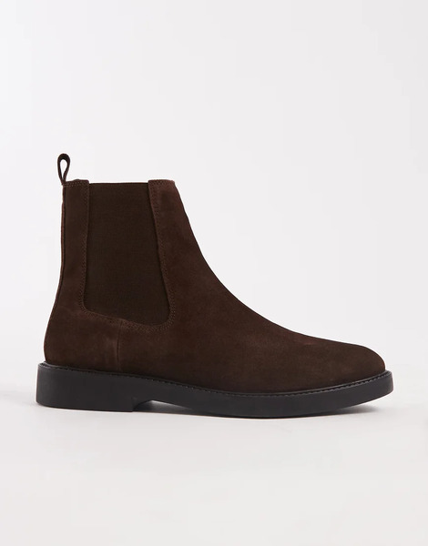  Asos Design Chelsea Boots In Brown Suede 