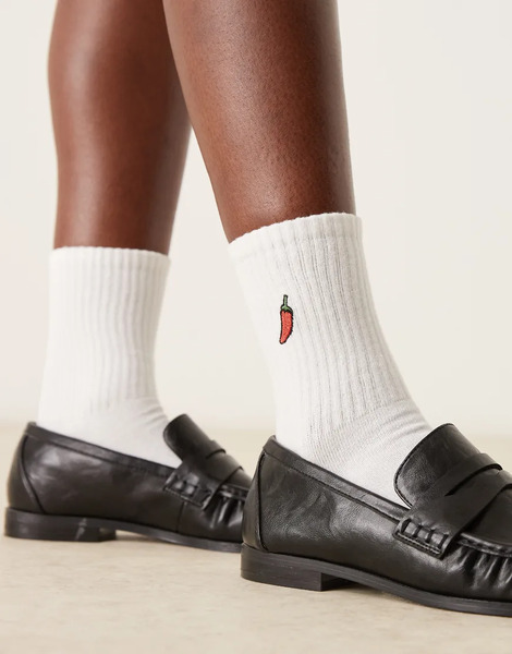  Asos Design Chilli Design Socks In White Pink 