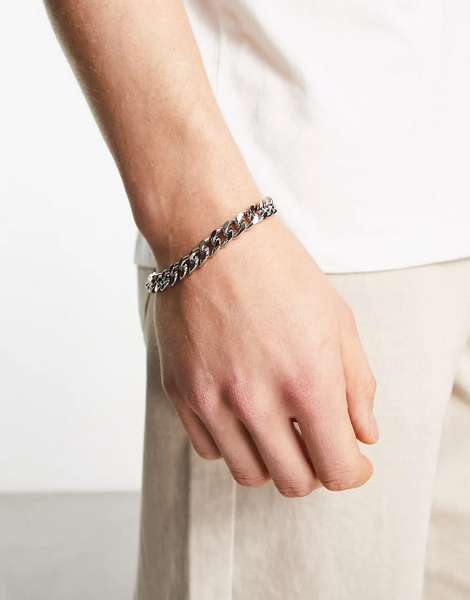  Asos Design Chunky Chain Bracelet In Silver 