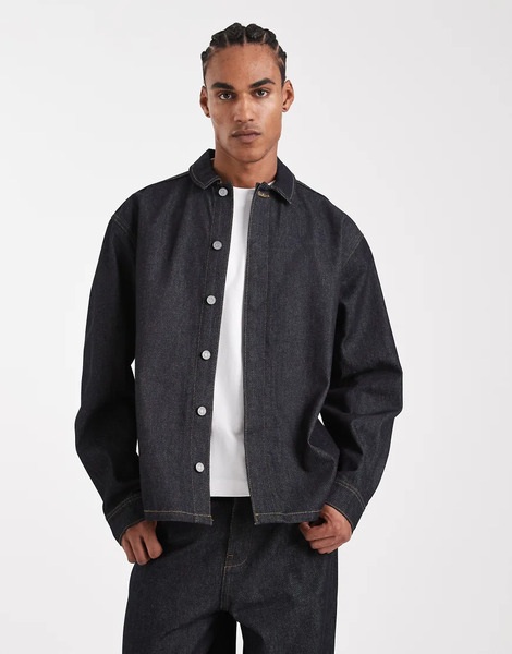  Asos Design Circular Design Collection Co Ord Heavyweight Denim Jacket In Indigo Blue 