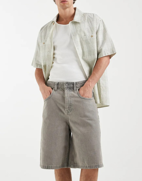 Asos Design Circular Design Collection Denim Jorts In Light Washed Grey 