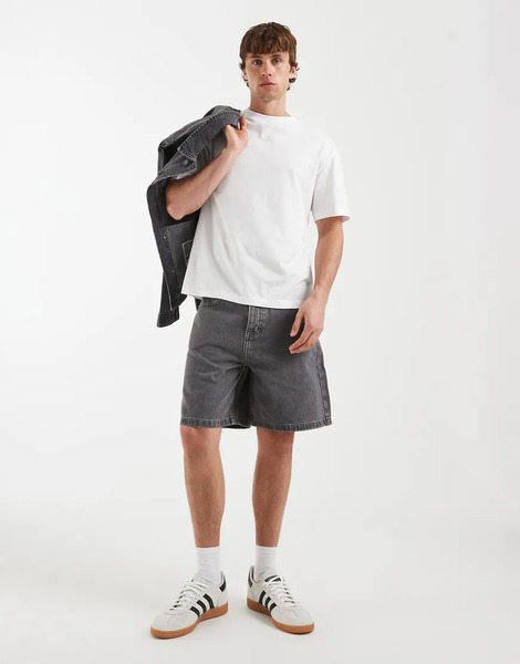  Asos Design Circular Design Collection Denim Jorts In Mid Washed Grey 