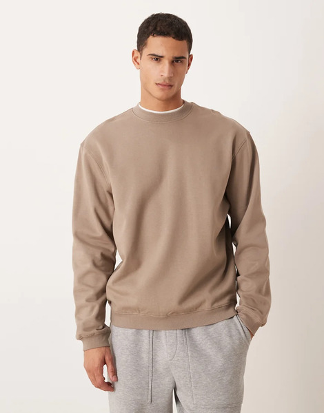  Asos Design Circular Design Collection Heavyweight Oversized Sweatshirt In 400gsm Brown 