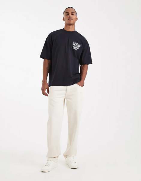  Asos Design Circular Design Collection Heavyweight Straight Jeans In Ecru White 