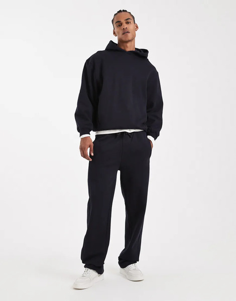  Asos Design Circular Design Collection Heavyweight Straight Leg Jogger In 400gsms In Desert Navy   Navy 