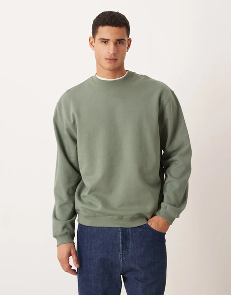  Asos Design Circular Design Collection Oversized Sweatshirt In 400gsm Green 
