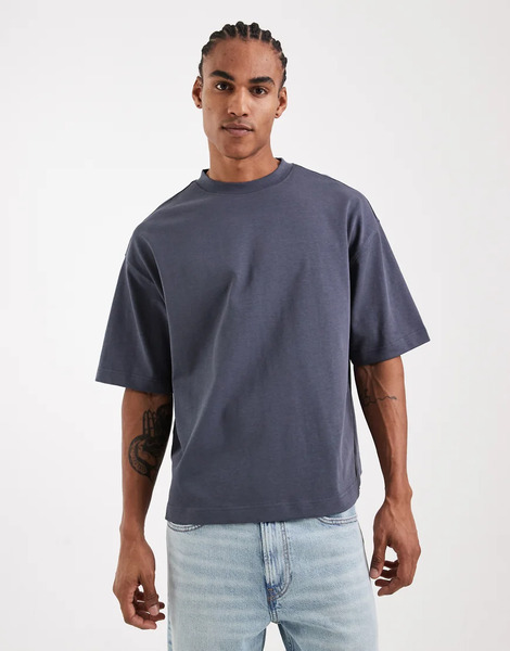  Asos Design Circular Design Collection Super Heavyweight Boxy Oversized T Shirt In Navy 