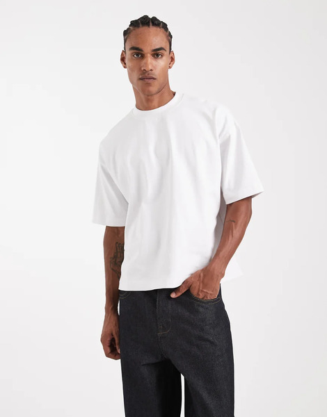  Asos Design Circular Design Collection Super Heavyweight Boxy Oversized T Shirt In White 