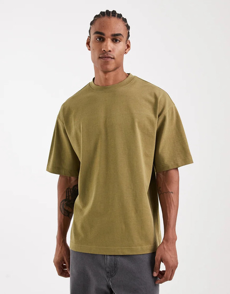  Asos Design Circular Design Collection Super Heavyweight Oversized T Shirt In Khaki Green 