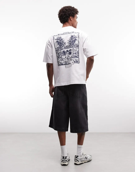  Asos Design Circular Design Collection Super Heavyweight Oversized T Shirt With Scenic Back Print In White 