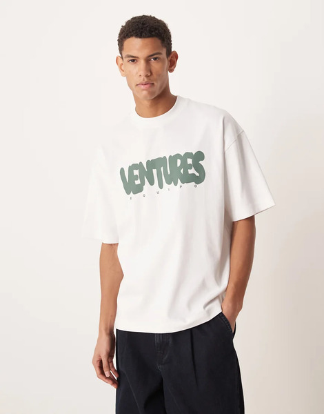  Asos Design Circular Design Collection Super Heavyweight Oversized T Shirt With Ventures Bubble Graphic In White 