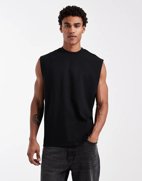  Asos Design Circular Design Collection Super Heavyweight Oversized Tank In Black 