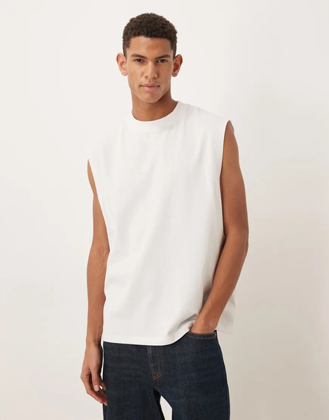  Asos Design Circular Design Collection Super Heavyweight Oversized Tank In White 