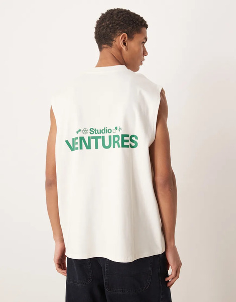  Asos Design Circular Design Collection Super Heavyweight Oversized Tank With Venture Studios Graphic In Nuetral Neutral 