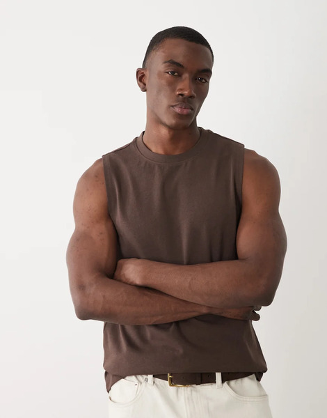  Asos Design Circular Design Collection Super Regular Fit Tank In Brown 