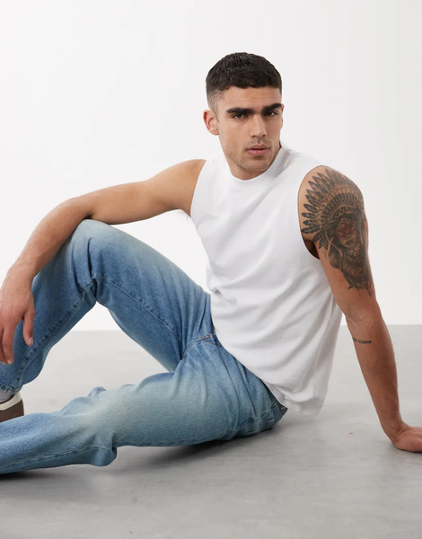  Asos Design Circular Design Collection Super Regular Fit Tank In White 