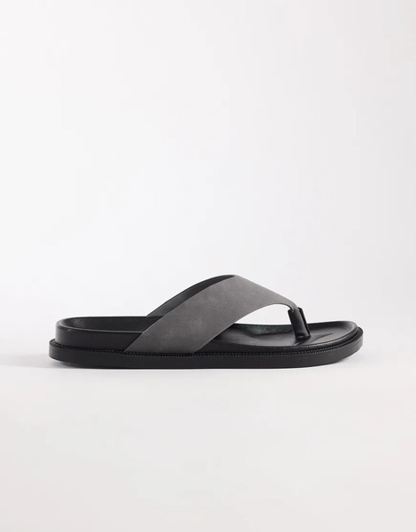  Asos Design Classic Flip Flops In Charcoal Grey 
