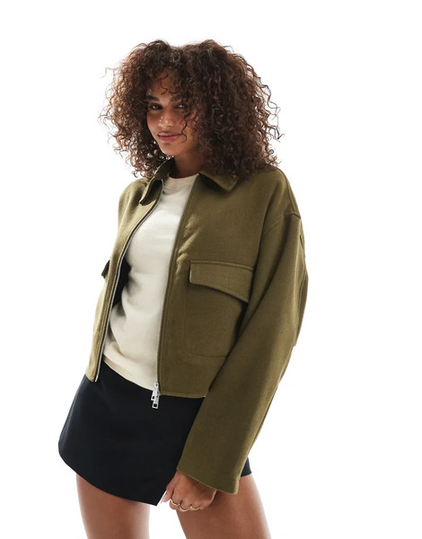  Asos Design Clean Formal Bomber In Olive Green 