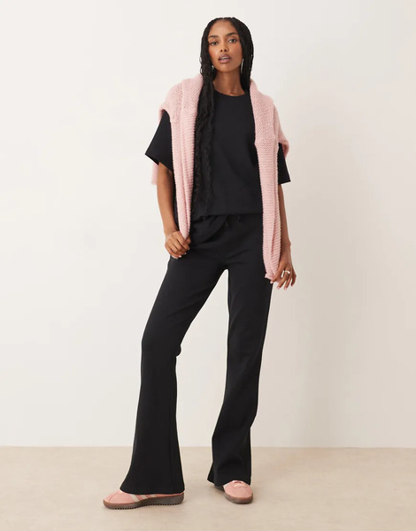  Asos Design Co Ord Interlock Flared Jogger In Black 