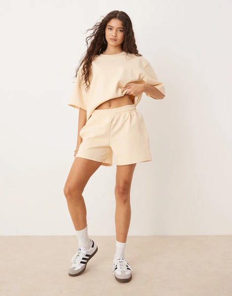  Asos Design Co Ord Interlock Short In Buttermilk Yellow 