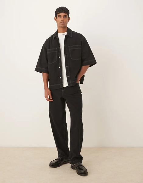  Asos Design Co Ord Loose Straight Jeans In Black 