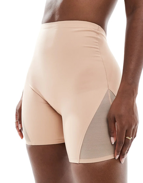  Asos Design Contouring Medium Control Low Back Short With Mesh In Beige Neutral 