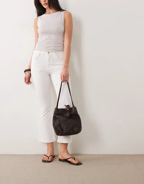  Asos Design Crop Kick Flare Jean In White 