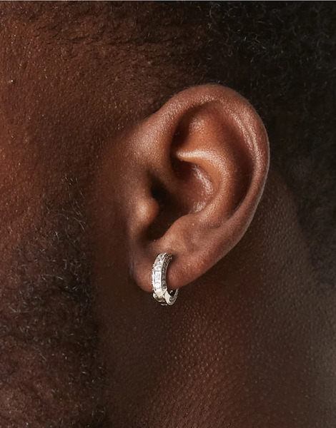  Asos Design Crystal Hoop Earrings In Silver 