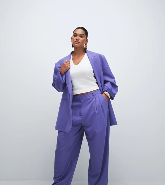  Asos Design Curve Tailored Baggy Tapered Trouser In Purple 